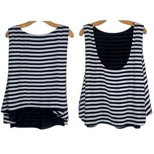 Norisol Ferrari Silk Striped Low Back Tank Blouse Blue Nautical Avant-garde MED
